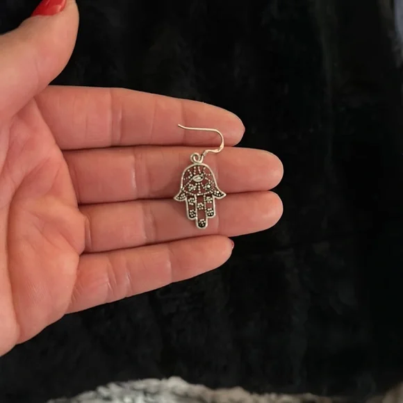 Hand Of Hamsa Dangling Earings - Picture 2 of 2